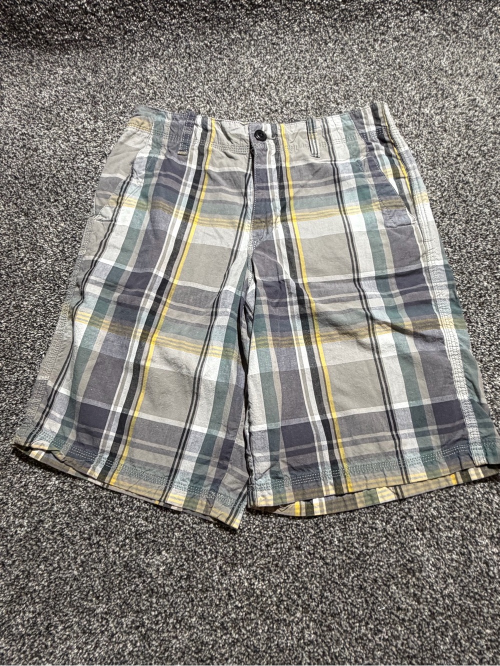 Route 66 Men's Plaid Shorts in Gray, Yellow & Green
